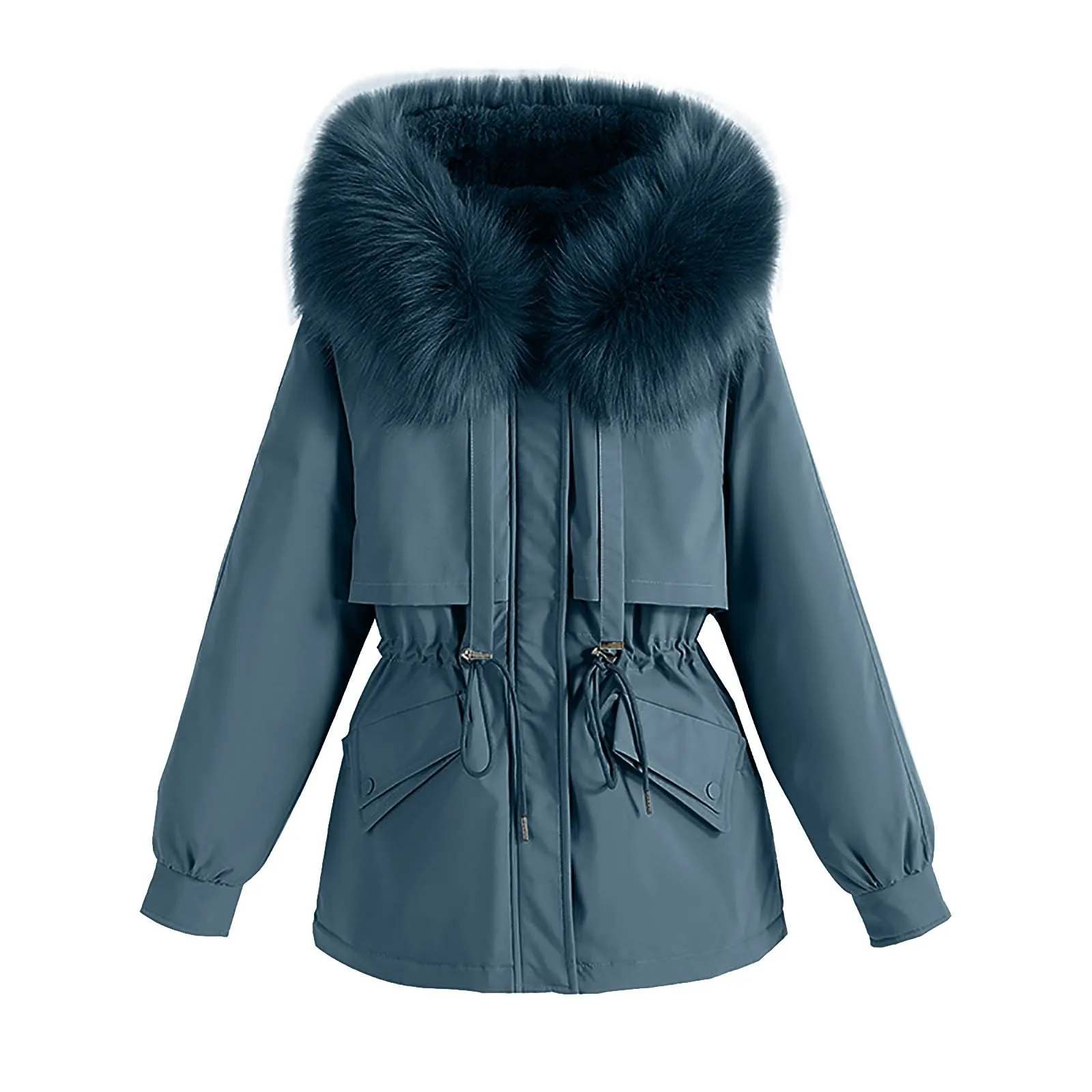 Women Daily Winter Parka Coat Thicken Hooded Warm Jacket Parka Lapel Collar Long Sleeve Vintage Coat Thick Padded Outerwear