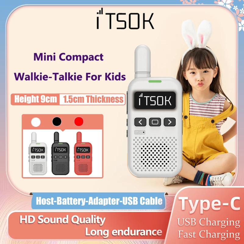 2pcs Mini Toys For Kids Itsok M1 1~5 Km UHF Boy Gifts Tablet Colorful Fuselage Two Way Radio Long Range  BAOFENG Walkie Talkie