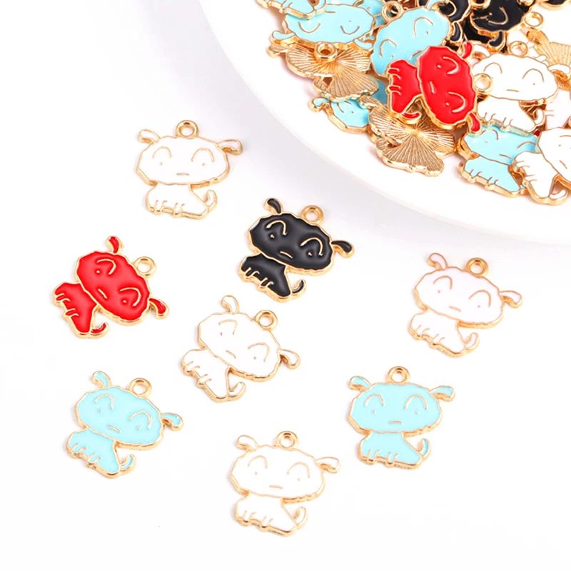 

20Pcs/Lot New In Cute Enamel Cartoon Dog Charms Kawaii Anime Puppy Pendants For DIY Handmade Jewelry Making Accessories Craft