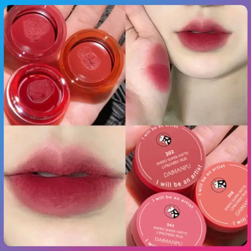 

4 Colors Velvet Matte Lipstick Lasting Colored Lipstick Canned Lip Tint Mud Lips Makeup Soft Mist Lip Gloss Mousse Red Lip Mud