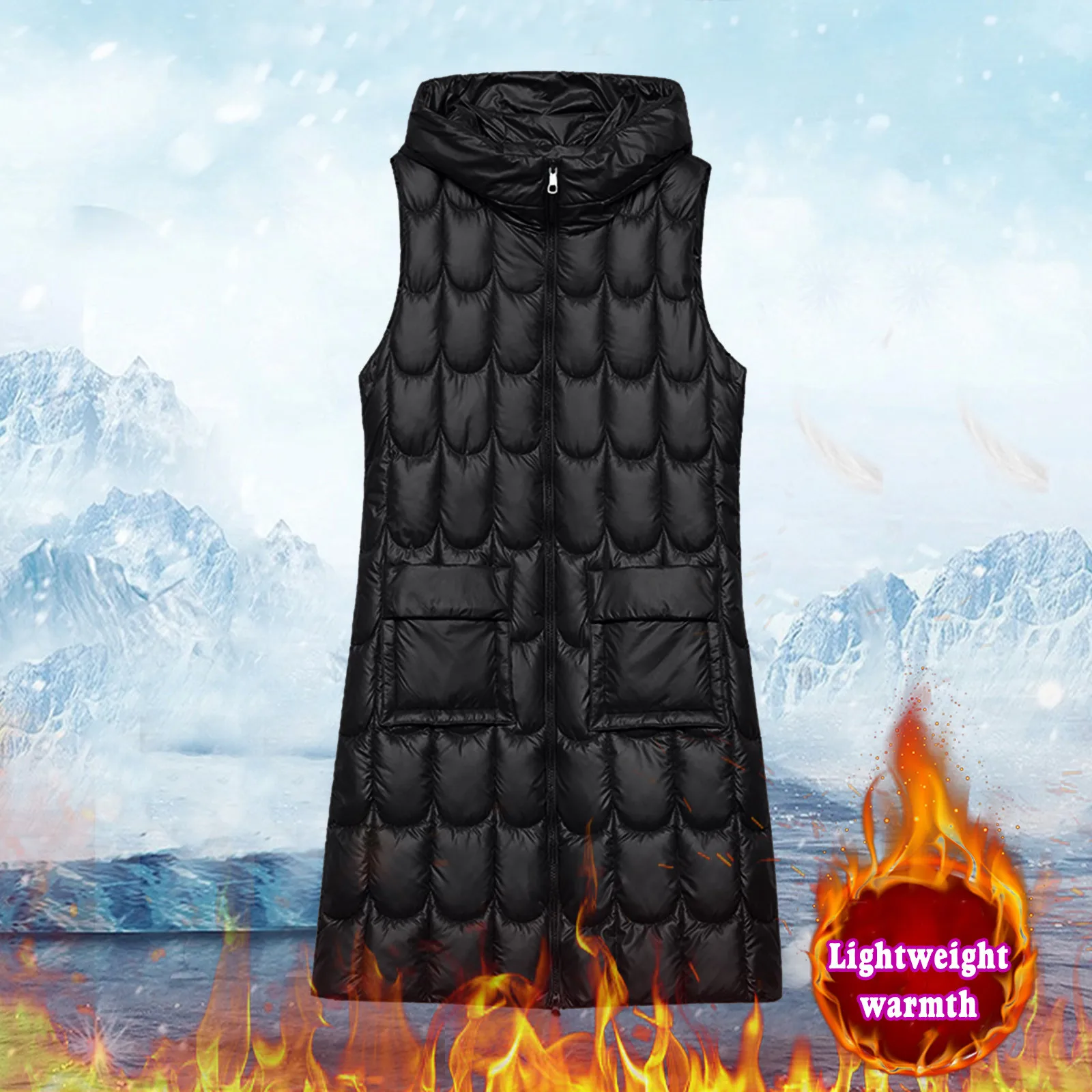 Womens Fashion Jacket Down Cotton Vest Winter Sleeveless Horse Clip Jacket Fashion Casual Warm Down Coat Solid Color Outwear