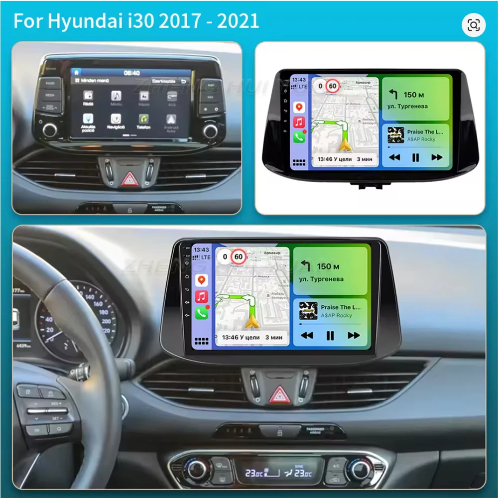 Фото Для Hyundai i30 2017 2018 2019 2020 2021 Android 15 Автомобильный радиоприемник Мультимедийный плеер Android Auto Carplay Головное устройство Navigati №1