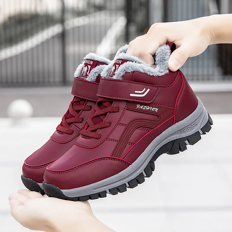 

Outdoor Warm Lined Anti-skid Couple Shoes Hard-Wearing Men's High Boots Fashion Casual Female Snow Boots Soft S12960-S12974