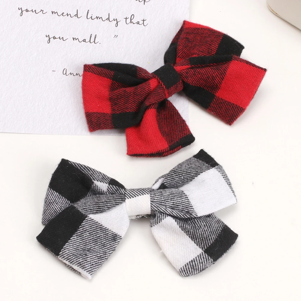 

Red Plaid Fabric Bowknot French Hair Clips Christmas Top Head Ponytail Hairpin Girls School Party Headwear Hairgrip Xmas Hairbow