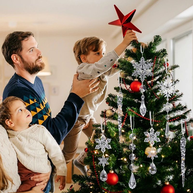 5 шт. Рождественская прозрачная подвеска акриловая в виде снежинки сосулек