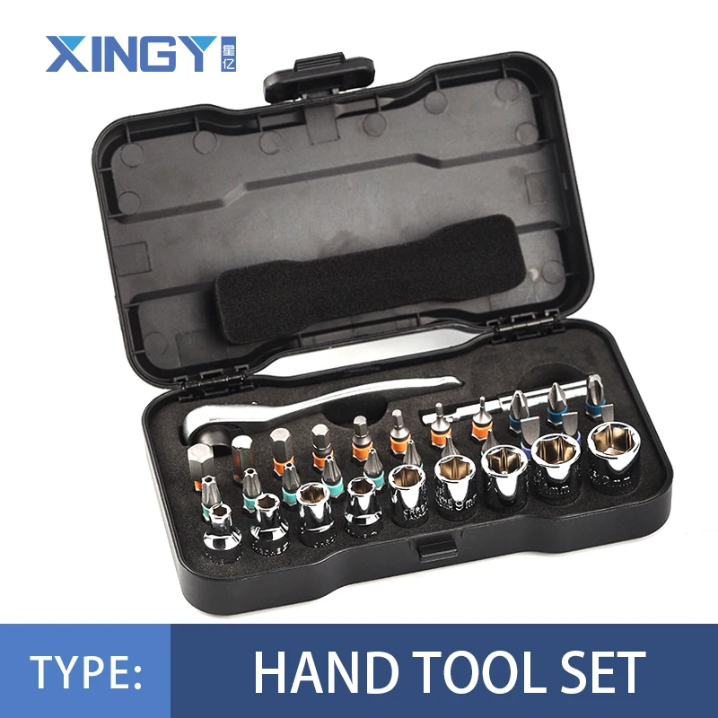 

Hand Tool Set 33 In 1 Ratchet Screwdriver Socket S2 Alloy Steel Bits 4-12mm Sleeve Multifunctional Box Household Repair Kits