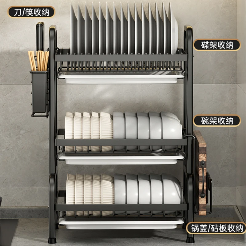 

Новый кухонный стеллаж для хранения, полка из нержавеющей стали для сушки тарелок, палочек для еды, органайзер для ножей, бытовые кухонные а...