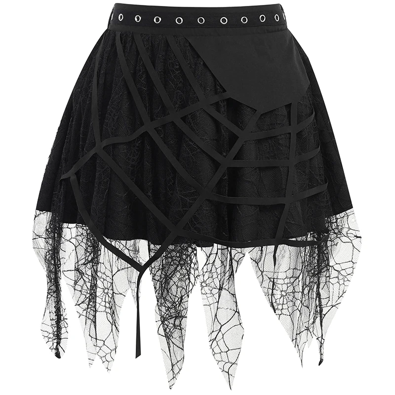 

Y2K Dark Department Women's Wear Skirt Summer New Gothic Punk Spider Web Tassels Miniskirt Skirt Fashion Design