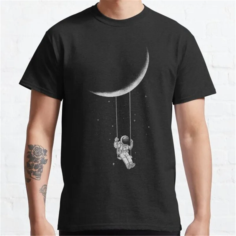 

Забавные футболки Moon Swing, Высококачественная Мужская футболка с коротким рукавом, брендовая графическая футболка YINBU
