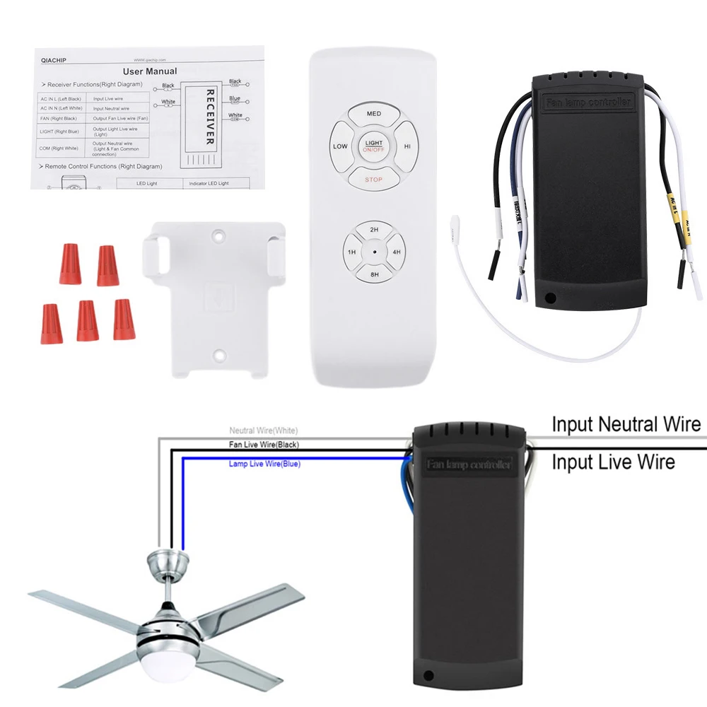 

Универсальный комплект для лампы потолочного вентилятора с дистанционным управлением переменный ток 110-240 В переключатель управления таймером Регулируемый передатчик скорости ветра приемник