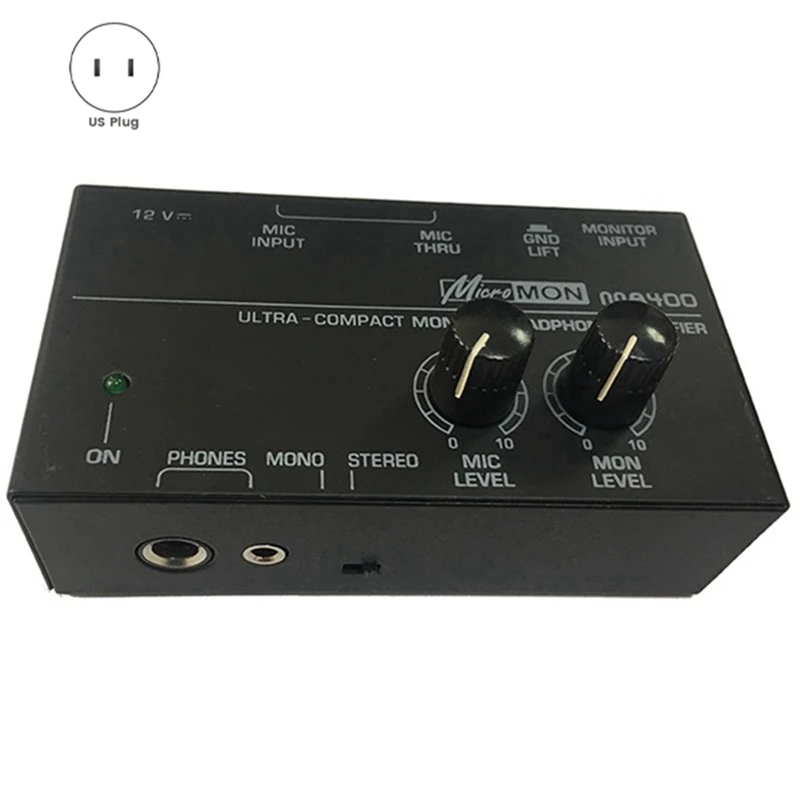 MA400 Headphone Preamplifier Microphone Audio 6.35Mm &amp 3.5Mm Outputs Mixer US Plug