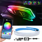 2 шт. автомобиля светодиодный DRL лампы ленты течет Габаритные огни RGB приложение пультом дистанционного управления 12V гибкие Водонепроницаемый огней сигнала поворота