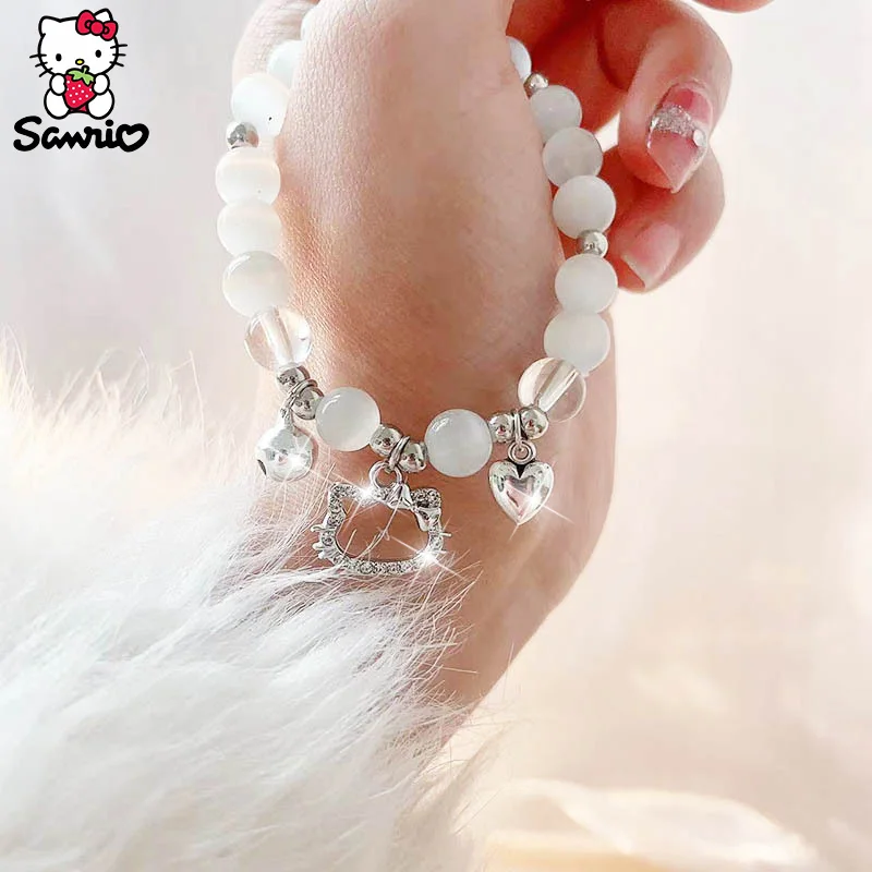 

Kawaii Sanrio Accessories Y2K Hello Kitty Bracelet for Women Anime Hand Beaded Birthday Present Girl Toy Wholesale Diy Jewelry