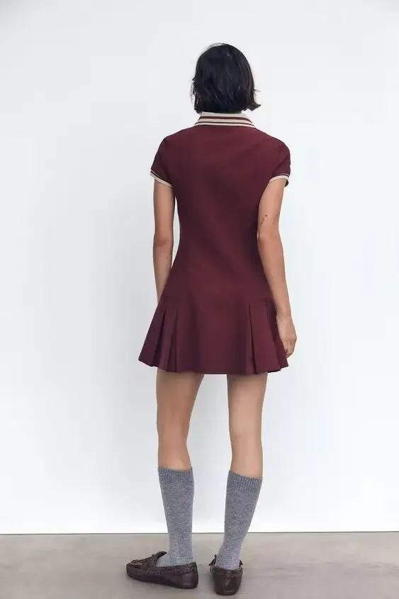 Юбка 2024 новинка зимы женская одежда контрастный цвет ребристый воротник широкое