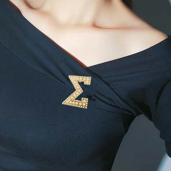

2 Style Three Lines Pearl Crystal Inlay Souvenir Greek Sorority SGR LOGO Brooch For Women Fashion Jewelry