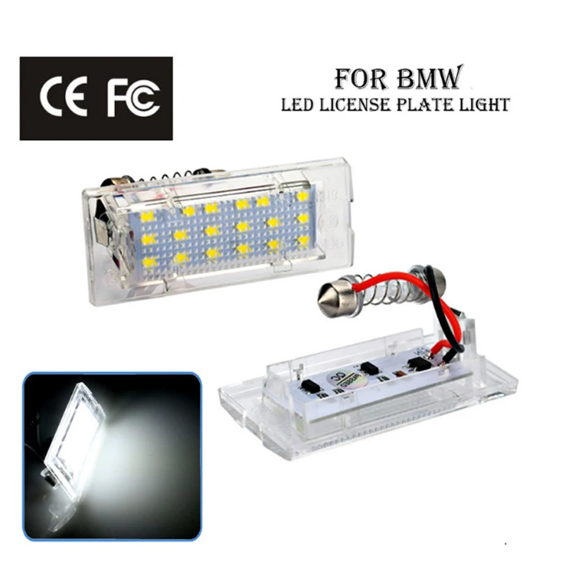 A Pair White LED Number License Plate Light Lamp 18 LED 12V For BMW E53 X5 1999-2003 E83 X3 2003-2010 Car Light Accessories