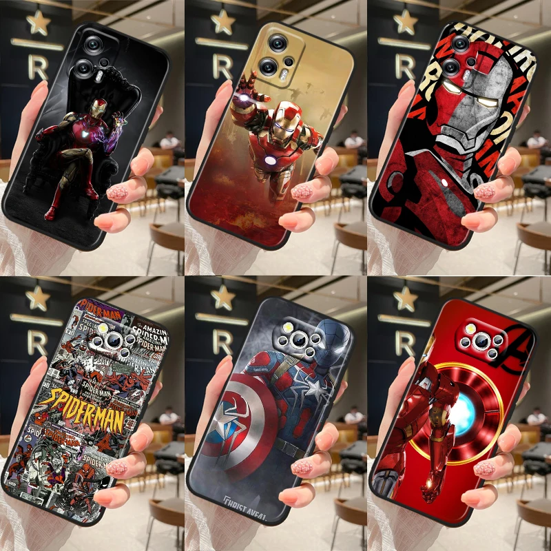 

avengers iron man cool For Xiaomi Poco M5 M4 X4 X3 F3 GT NFC M3 C3 M2 F2 F1 X2 Pro Silicone Black Phone Case Cover