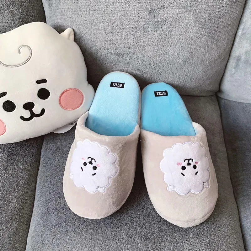 Фото Новые BT21 koya RJ Shooky mang chimmy Dad Cooky, ценные домашние тапочки для пар, милые теплые тапочки с героями мультфильмов №3