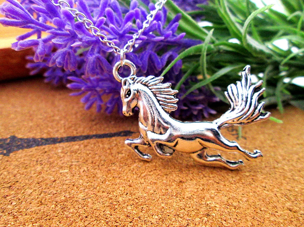 3 шт./лот огромная лошадь 51*36 мм Античное серебряное ожерелье с кулоном ювелирные