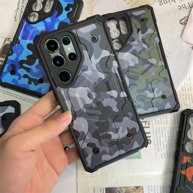 Camouflage Fall prevention Magsafe Case For Samsung Galaxy S23Ultra S23 S23Plus Magnetic S22 MatterClear Shockproof Cover