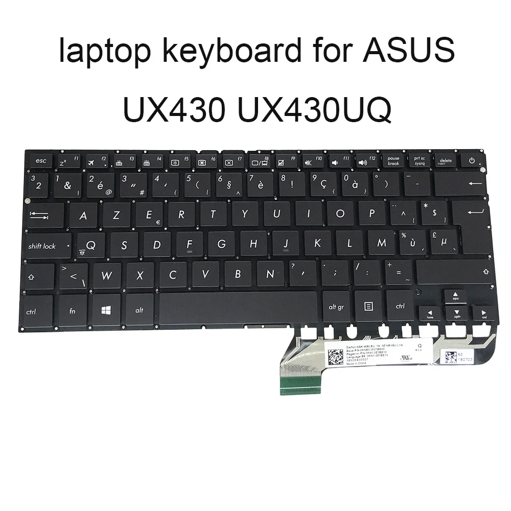 Фото Чешская бельгийская клавиатура с подсветкой AZERTY для ASUS ZenBook UX430 UX430UQ UX430UA UX430UAR, подсветка клавиатуры 0KNB0-2627BE00 2627cs00 №1