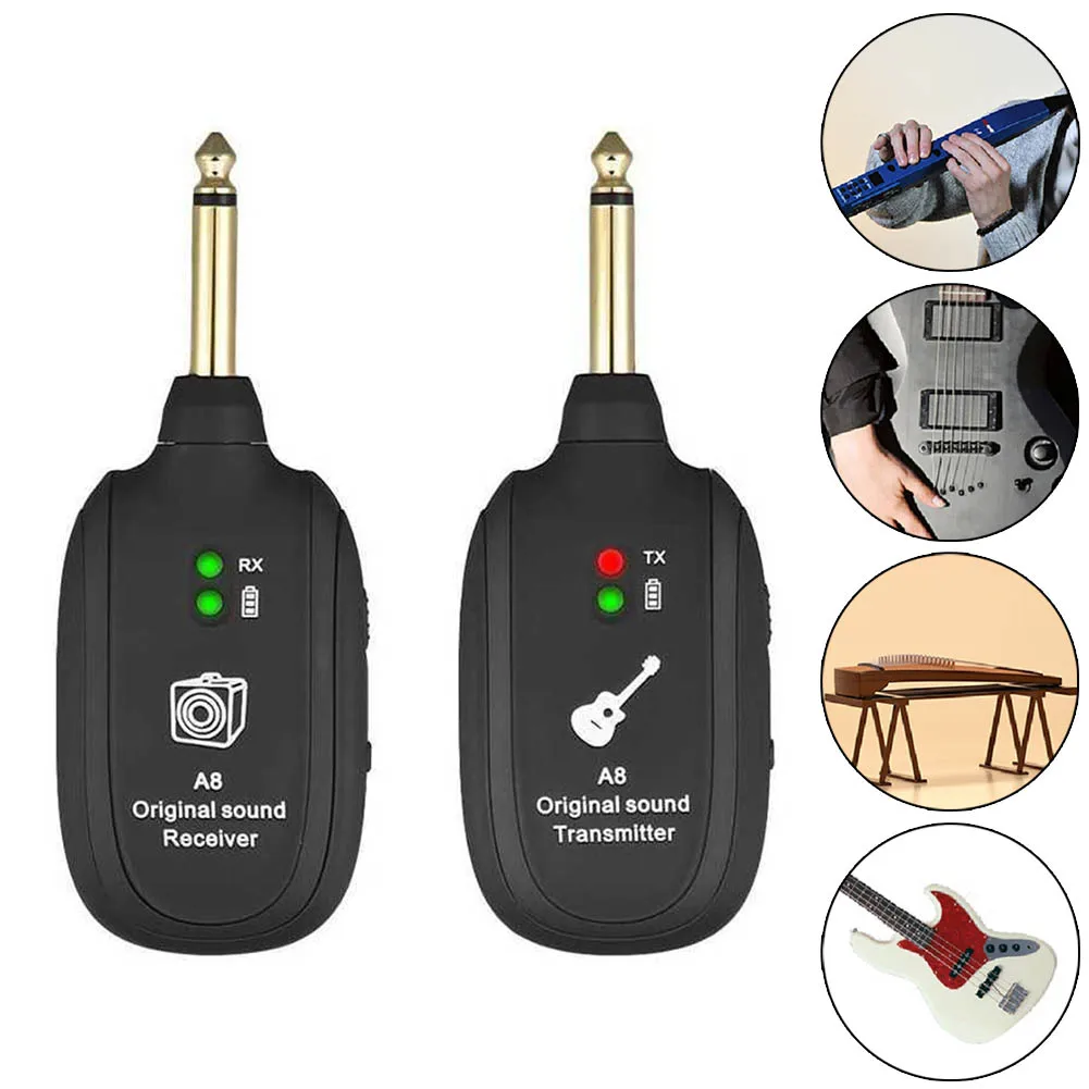 

Guitar Wireless System Transmitter & Receiver 3.7V 600mAh USB Rechargeable 30M Range For Electric Guitar Bass Accesseries