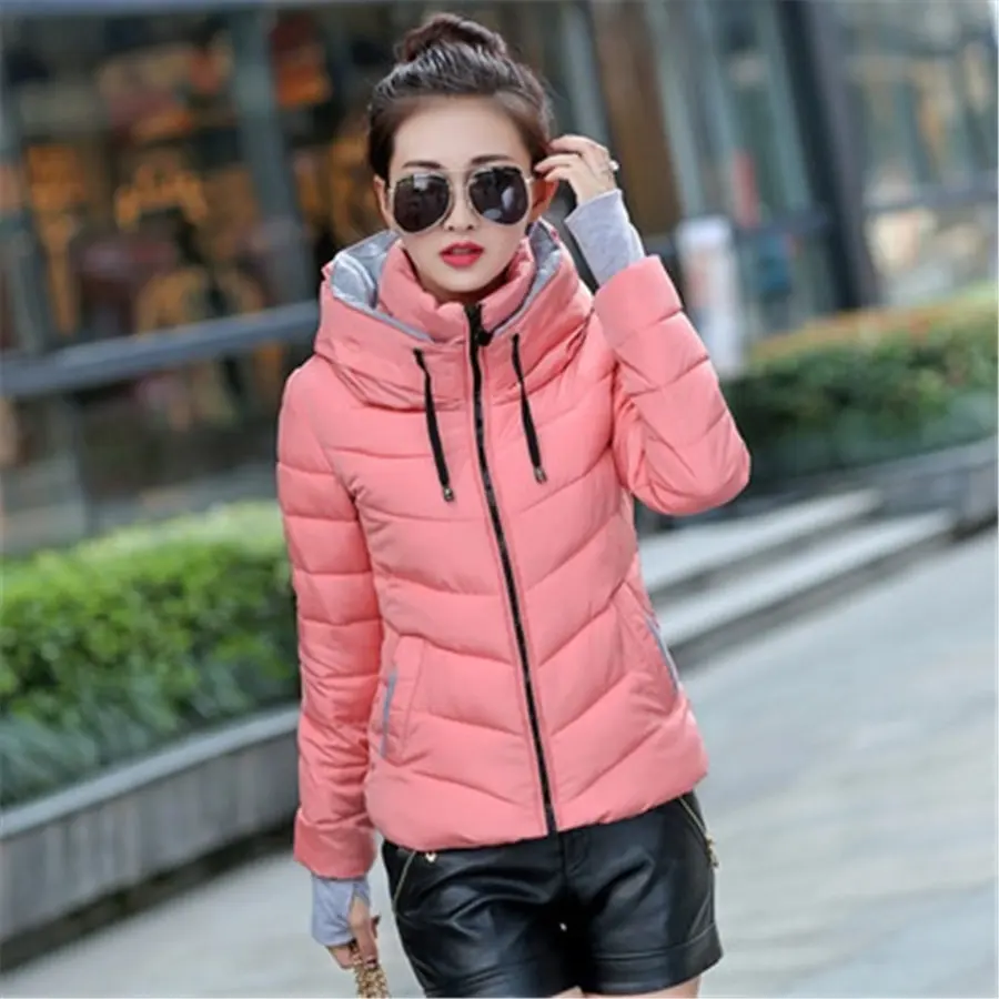 Women Parkas Winter   Female Cotton Puffer Padded Jacket Coat Slim Fit Casual Hooded Outerwear Overcoats for Woman Top korean