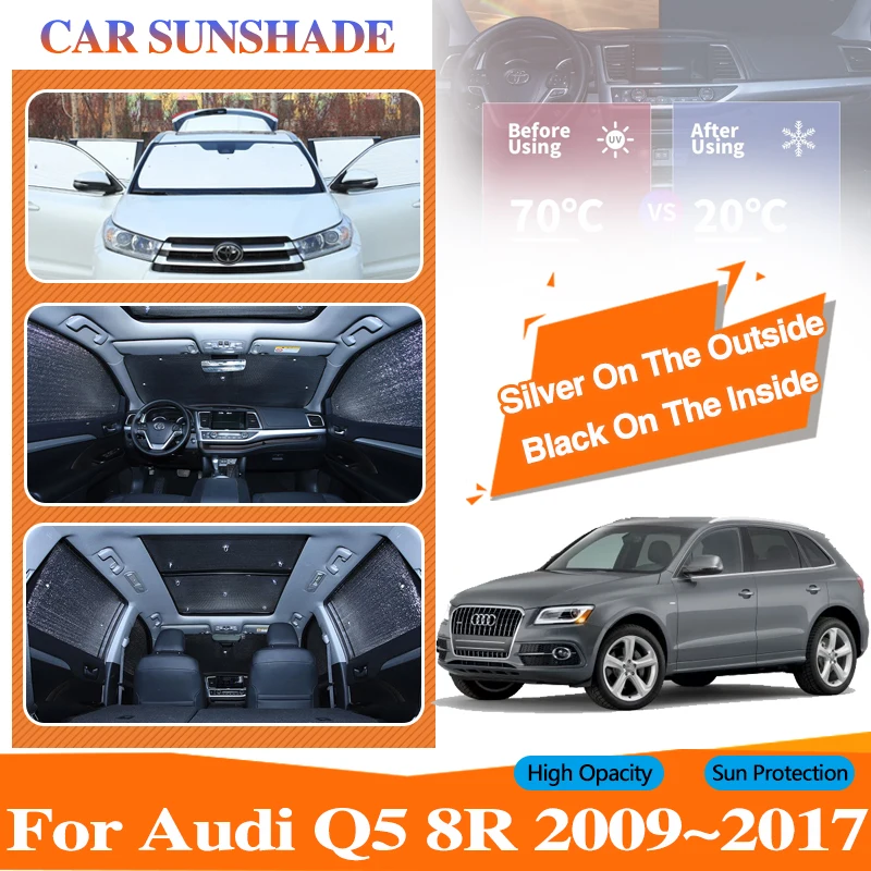 Автомобильный чехол солнцезащитные очки для Audi Q5 8R 2009 ~ 2016 2017 серебристый черный