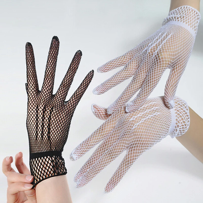 

Женские перчатки в сеточку, летние перчатки для вождения с защитой от УФ-лучей, сетчатые перчатки, черные, белые, нейлоновые однотонные перчатки высокого качества