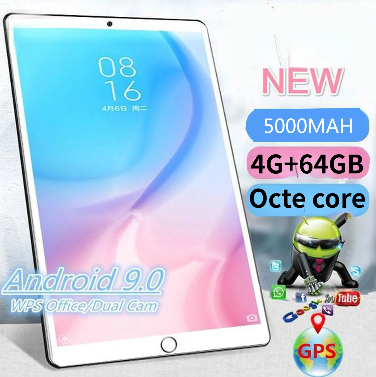 

Планшет на Android 2023, восемь ядер, экран 10,1 дюйма, 4 Гб + 64 ГБ