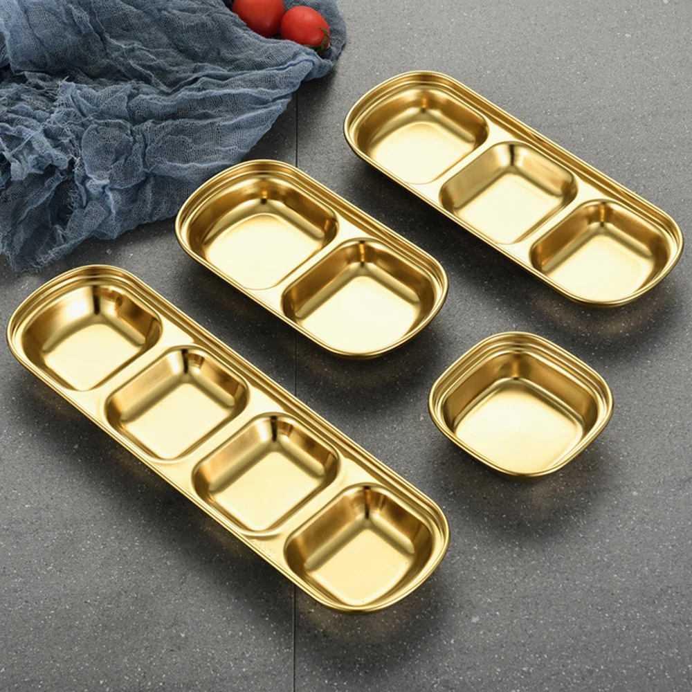 

StainlessSteel Food Seasoning Tray Pepper Roast Meat Sauce Dishes Wasabi Bowl Separate Sushi Vinegar Soy Plates Tableware dishes
