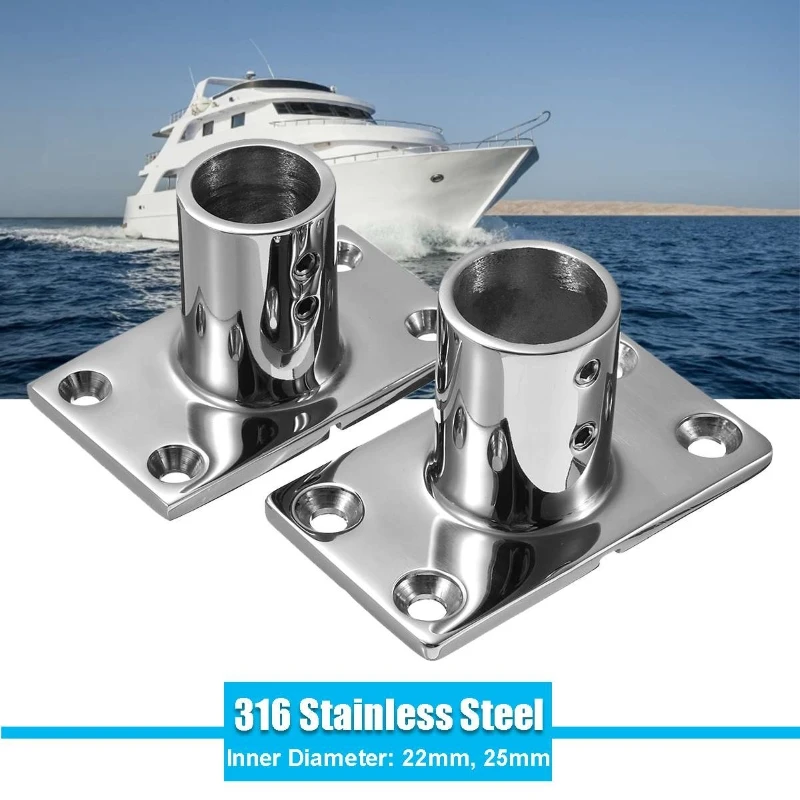 

Boat Tube Pipe Base 22/25mm 316 Stainless Steel Marine Boat 90° Railing Handrail Fitting Rails Pipe Base Rust-resistant