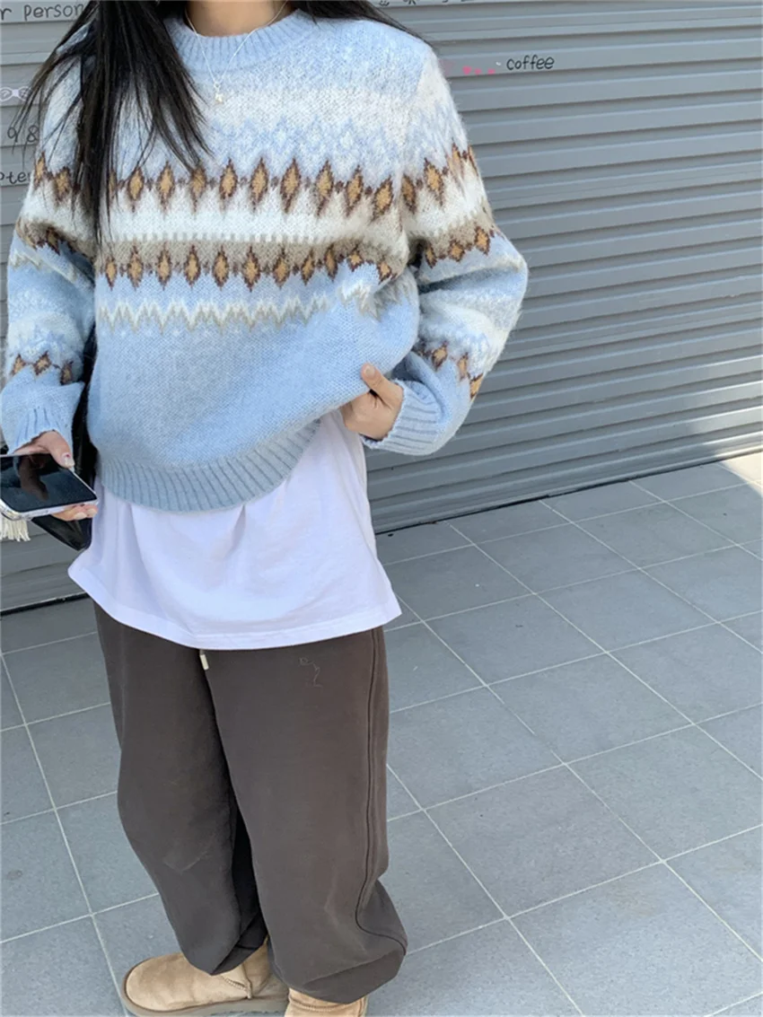 Женский трикотажный свитер Alien Kitty Голубой мягкий вязаный пуловер с нежными