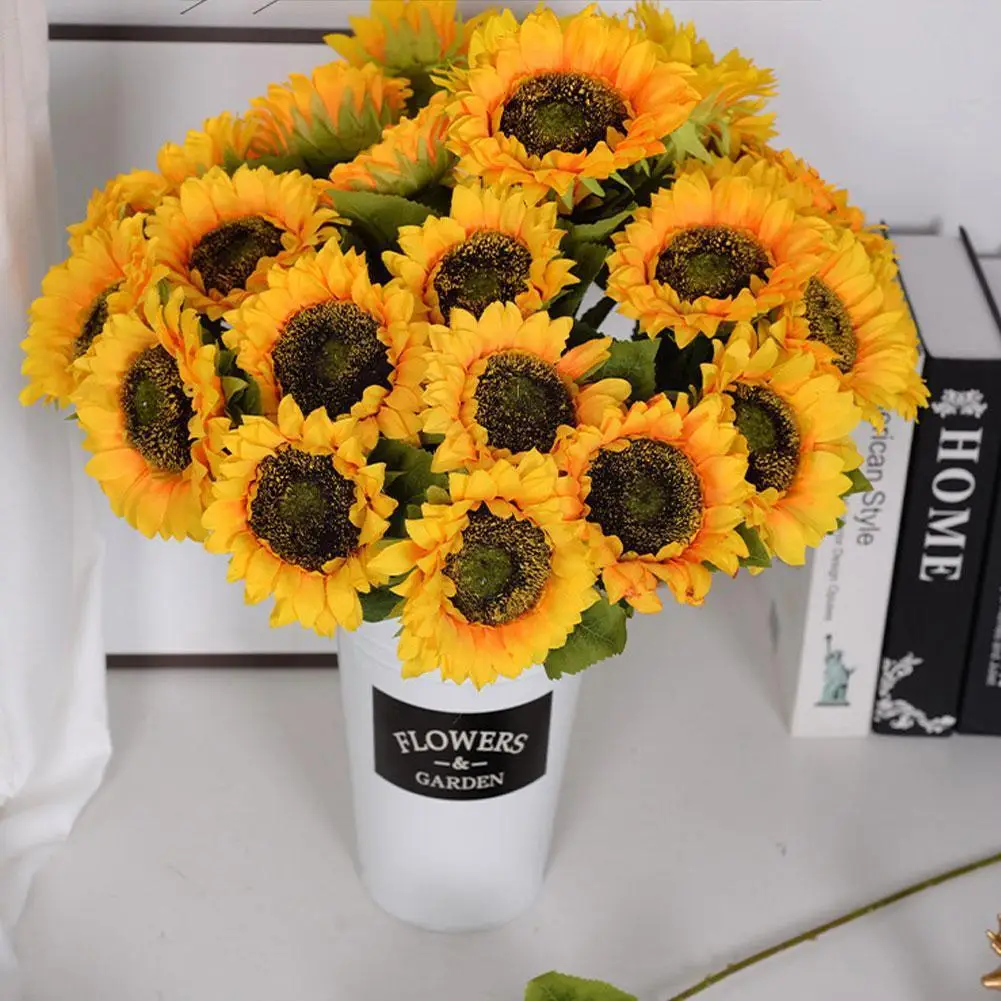 

1pcs Artificial Sunflower Realistic Silk Daisies DIY Wedding Bouquets for Home Party Wedding Decoration Accessories R0I4