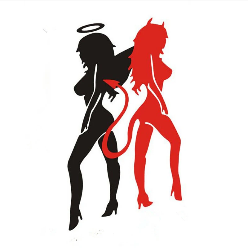 

1 Pcs 14*8cm Hot Waterdichte Angel Devil Auto Stickers Auto Styling Decal Accessoires Gepersonaliseerde Decoraction Stickers