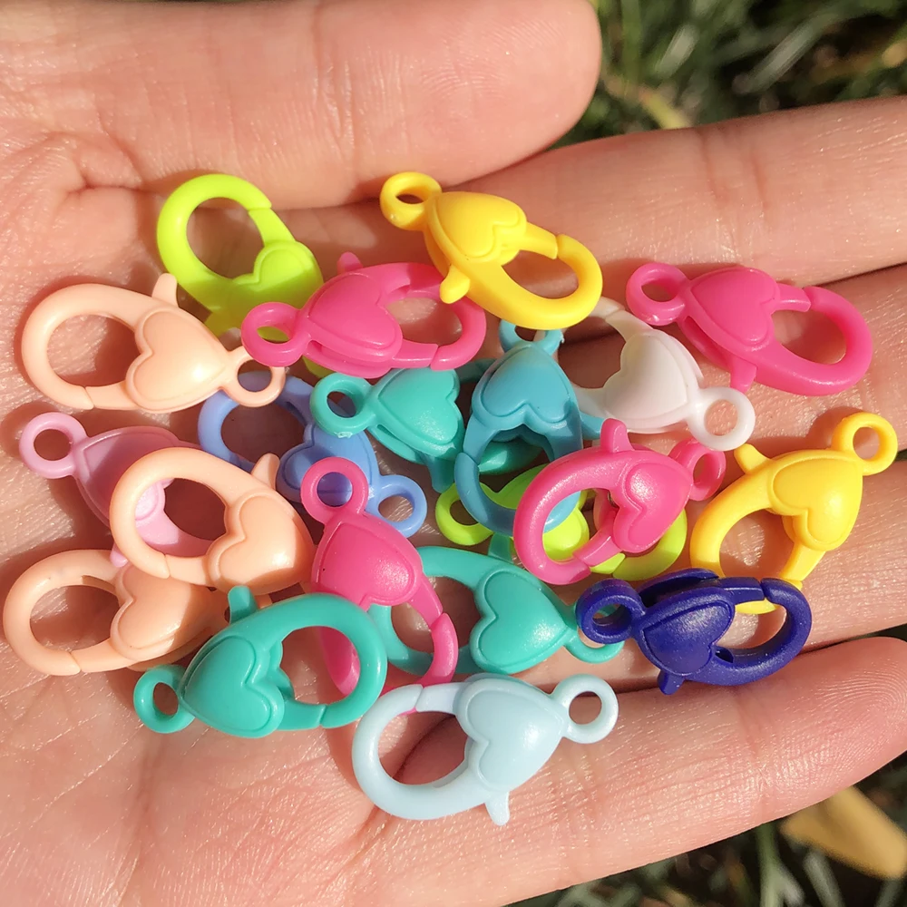 

Смешанные пластиковые овальные застежки в форме сердца 20 шт./лот 22x12 мм, крючки с карабином, соединители для брелоков, аксессуары для ювелирн...