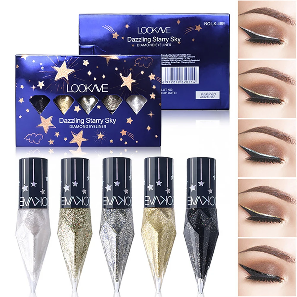 Eye Shadow Pearlescent Diamond Eye Shadow Liquid 5-color Sequins MakeUp Smooth Mini Fine Brush Eyeliner Shine And Head Wholesale 4 Eye Shadow Pearlescent Diamond Eye Shadow Liquid 5-color Sequins MakeUp Smooth Mini Fine Brush Eyeliner Shine And Head Wholesale 4