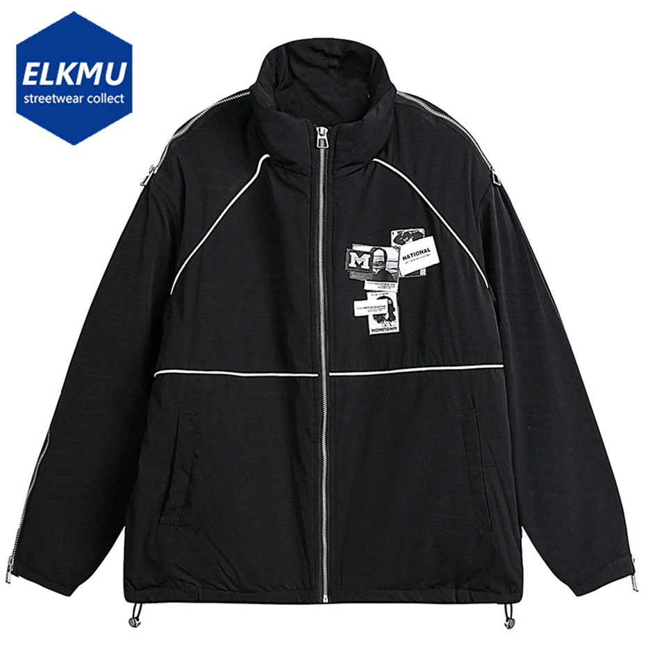 

Винтажная зимняя стеганая куртка для мужчин, черные свободные повседневные парки, пальто, уличная одежда в стиле Харадзюку, куртка-пуховик в стиле хип-хоп, парки, пузырьковое пальто