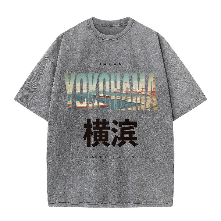 Винтажная модная хлопковая футболка с графическим принтом Yokohama City, ультрамягкая, с круглым вырезом, с короткими рукавами, унисекс, повседневные топы для мужчин и женщин (art.: 3920dbb76ea26) - 3920dbb76ea26