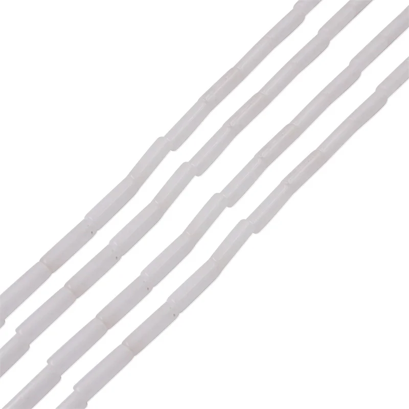 

White Jade Natural Stone Beads Strand Tube Cylinder Shape 4x13mm For Bracelet Jewelry Making DIY Earrings Necklace