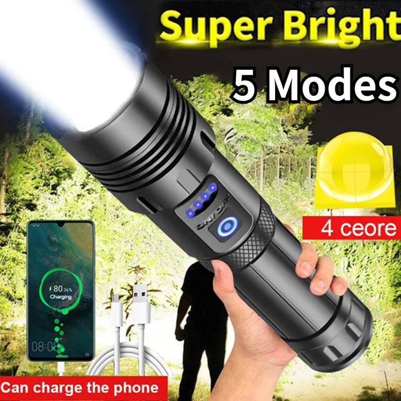 

Фонарики светодиодные высокой мощности, 5 режимов, USB-зарядка, XHP50