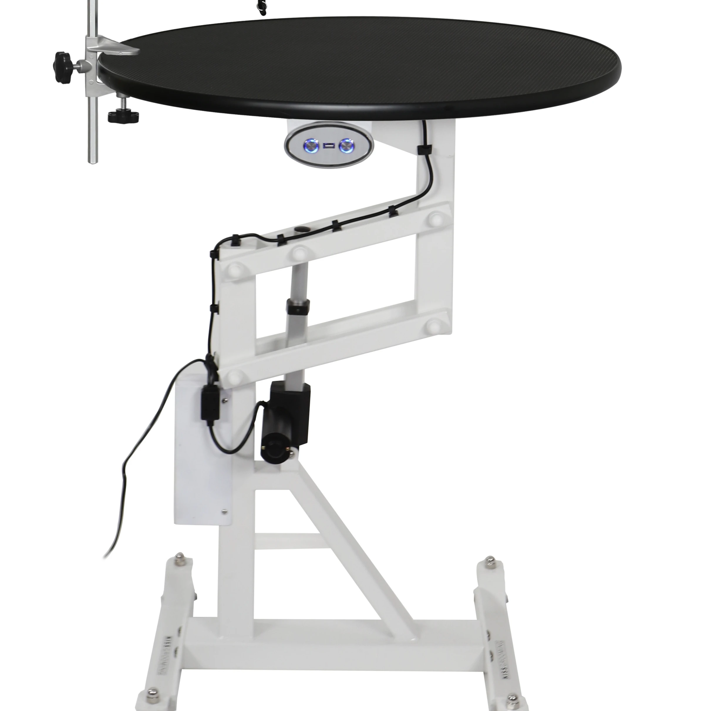 

Flat packing electrical table, round tabletop Hand control, Silently lifting, with USB power supply for small tools