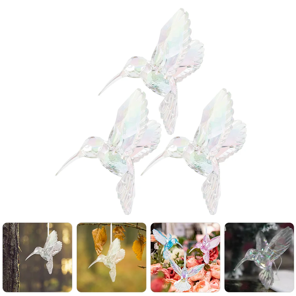 

3 Pcs Bedroom Decor Hummingbirds Shape Decoration Acrylic Ornament Charm Bedrooms Hanging Home Flying