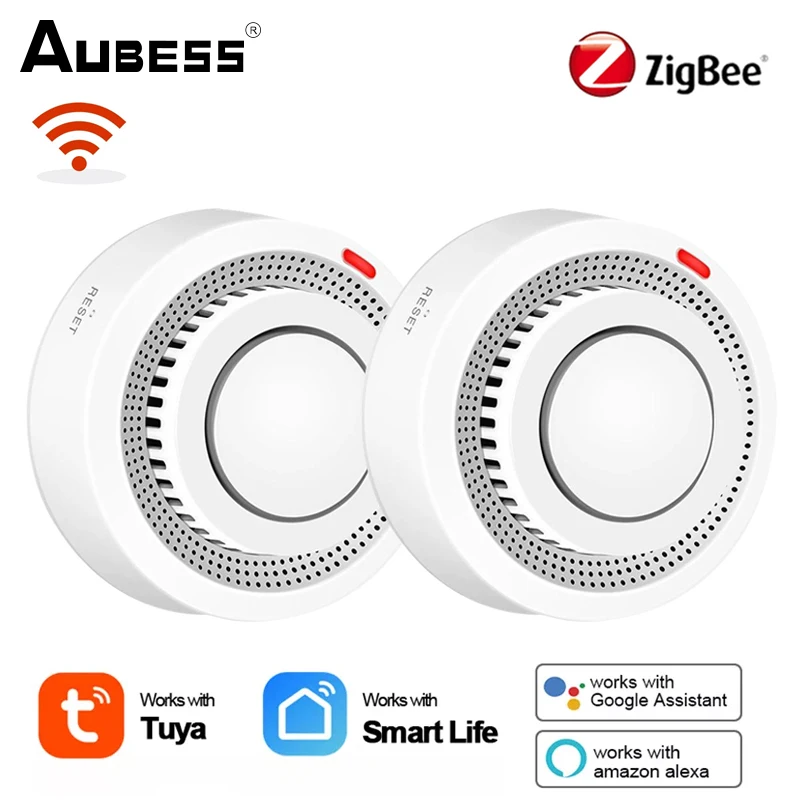 

Aubess Zigbee3.0 Tuya Smart Smoke Detector Sensor Wireless Fire Protection Smoke Alarm High Sensitivity Safety Prevention Sensor