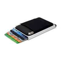 aluminum wallet for elasticity back pouch id credit cards business card holder mini rfid wallet automatic pop up bank card case