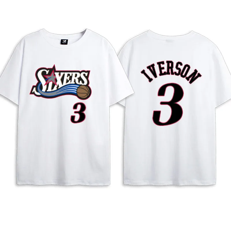 xiaomi 2022 new short sleeve T-shirt Allen Iverson No. 3 same cotton basketball 76ers classic round neck summer half sleeve