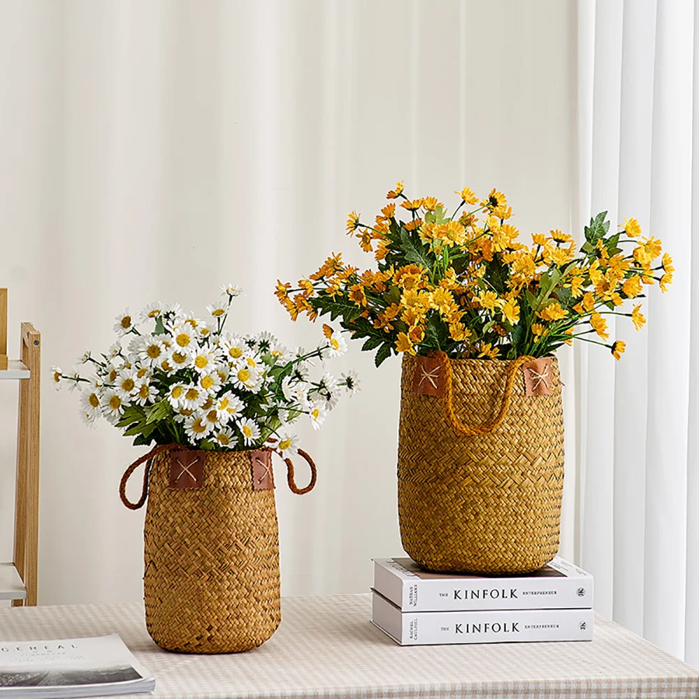 

Wicker Storage Basket Flower Baskets Laundry Storage Decorative Basket Rattan Flower Pot Garden Planters Household Organizer