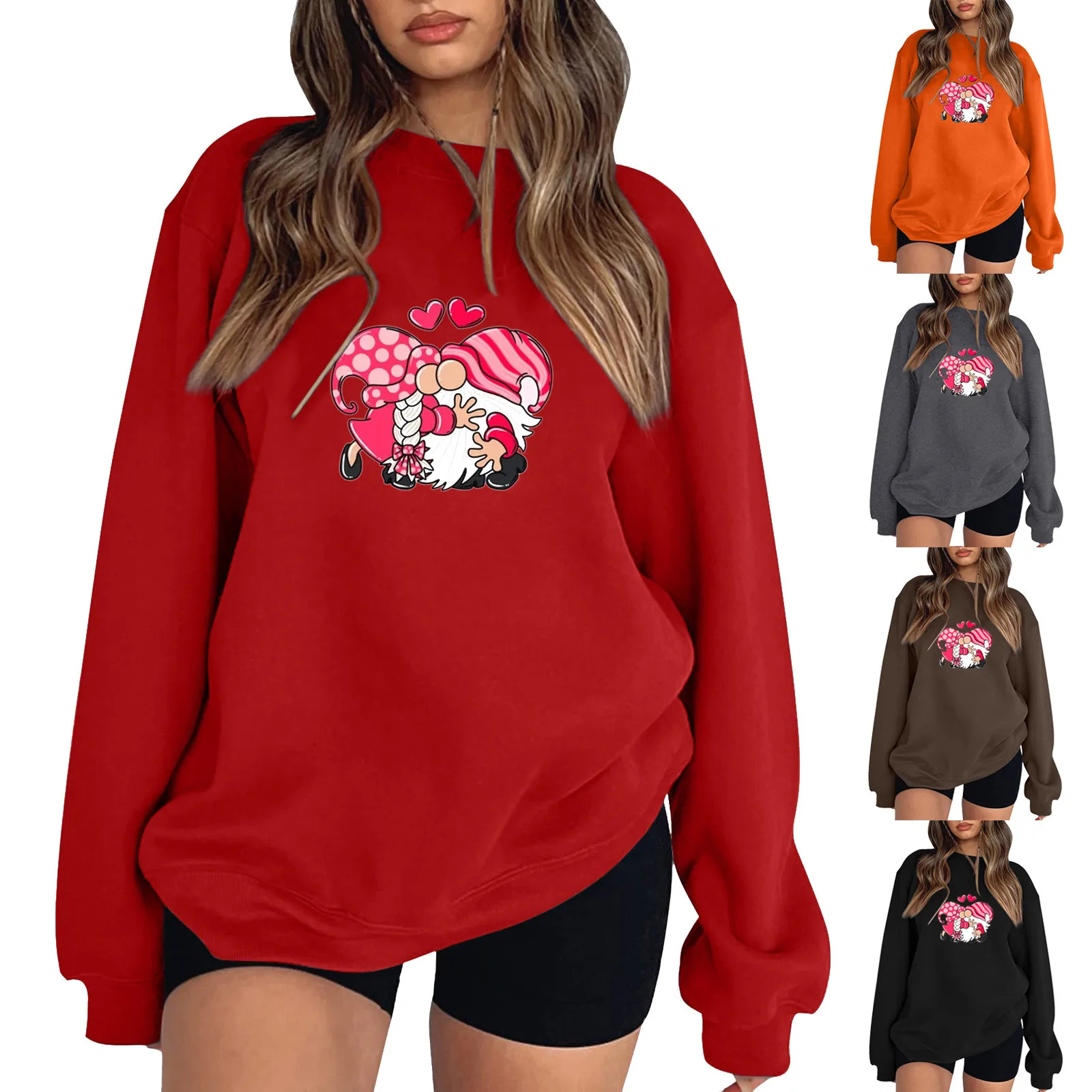 

Женский свободный пуловер с круглым вырезом и длинным рукавом