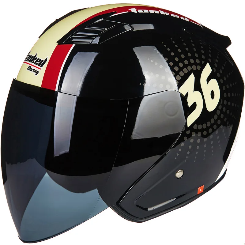 

Tank Helmet Motorcycle Helmet Men's Electric Car Anti-Fog Half Helmet Women's Four Seasons Semi-Covered Bluetooth Helmet T536