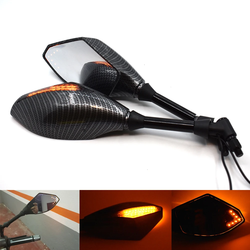 

Universal 10mm Motorcycle Rearview Mirrors With LED Turn Signal Integrated For Honda NC700X CB500X CB650F CB1000R PCX125 PCX150